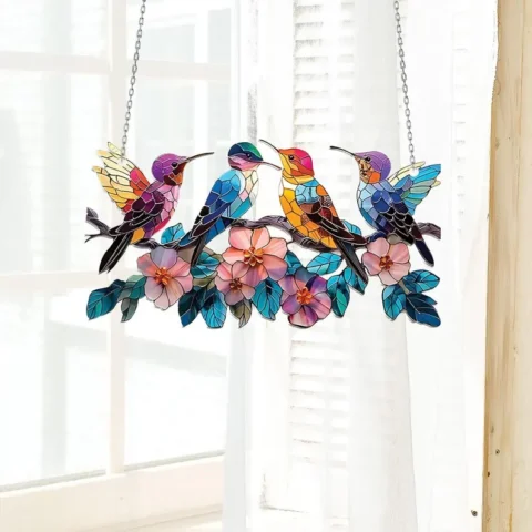 Birds Love Gift Acrylic Suncatcher Window Hanging - Lincollap