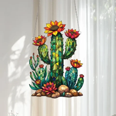 Cactus Acrylic Suncatcher Window Hanging - Lincollap