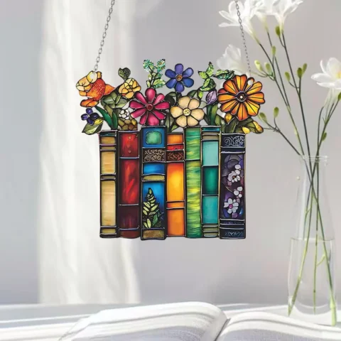 Flower Book Acrylic Suncatcher Window Hanging - Lincollap