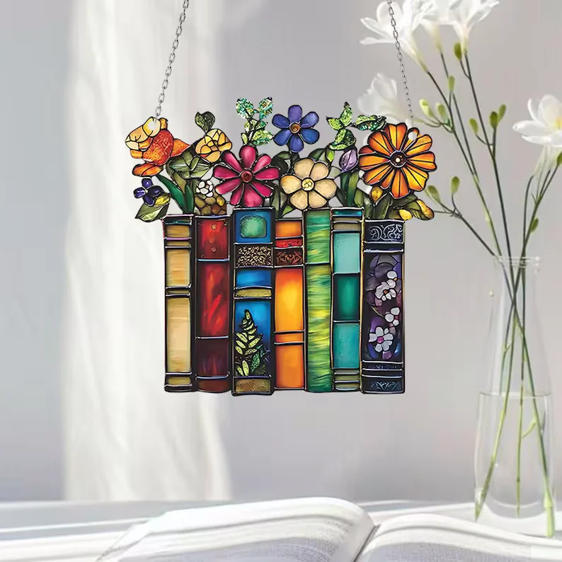 Flower Book Acrylic Suncatcher Window Hanging - Lincollap