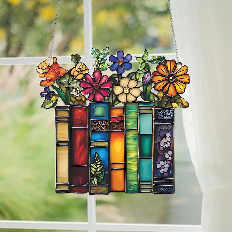 Flower Book Acrylic Suncatcher Window Hanging - Lincollap