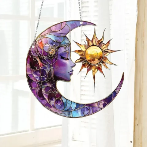 Sun & Moon Acrylic Suncatcher Window Hanging - Lincollap