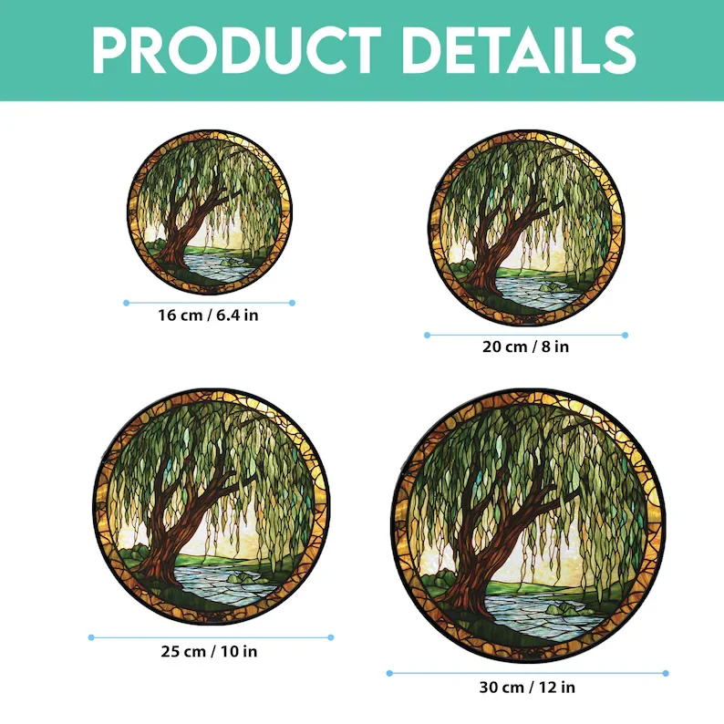 Willow Tree Stained Glass Suncatcher, Nature Window Art - Lincollap